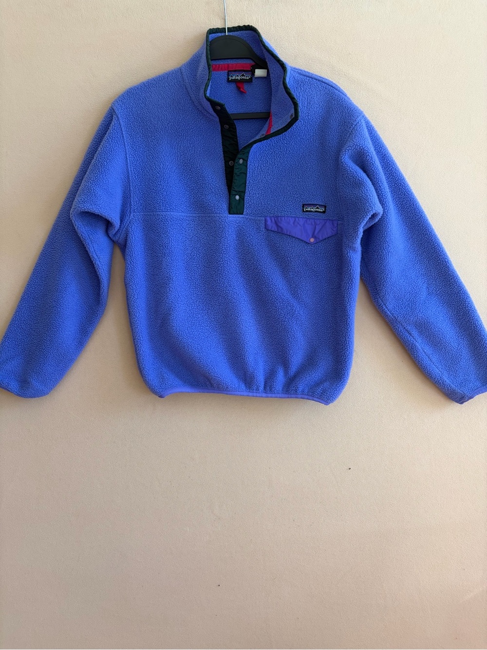 Patagonia Vintage 1990s Synchilla Snap-T Fleece Periwinkle Blue Purple 25530 S